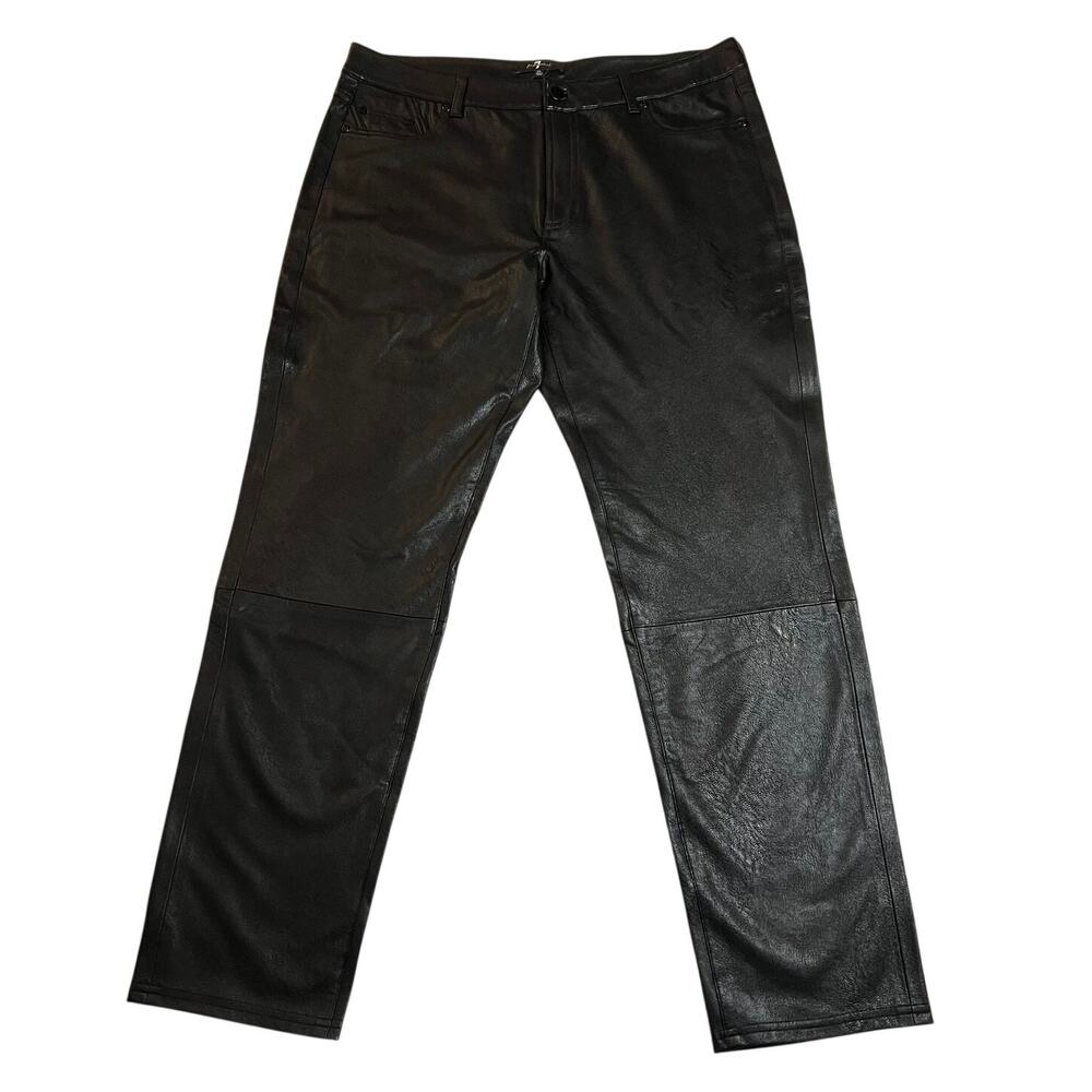 NEW 7 For All Mankind Faux Leather Straight Leg Pants Size XL Stretch Minimalist